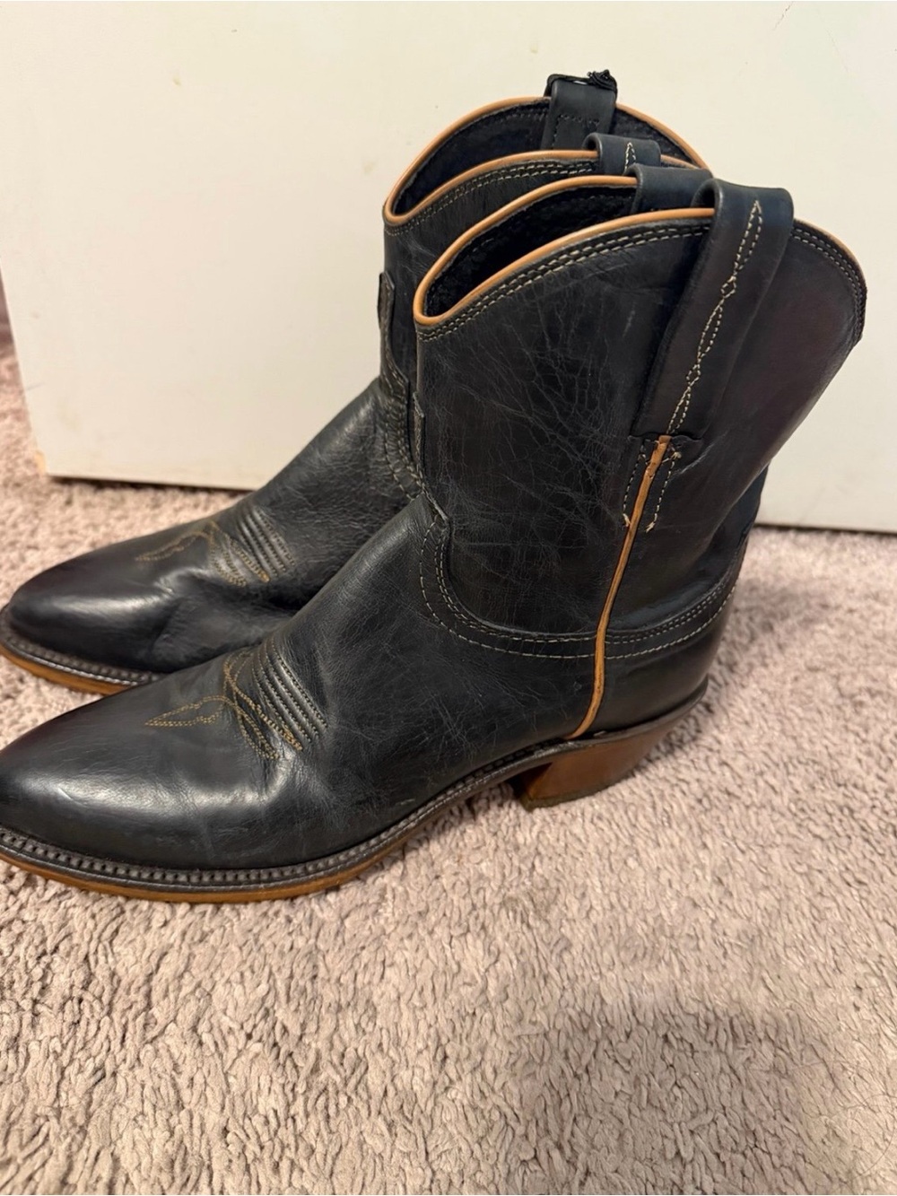 Lucchese Black Leather Western Boots - Picture 4 of 10